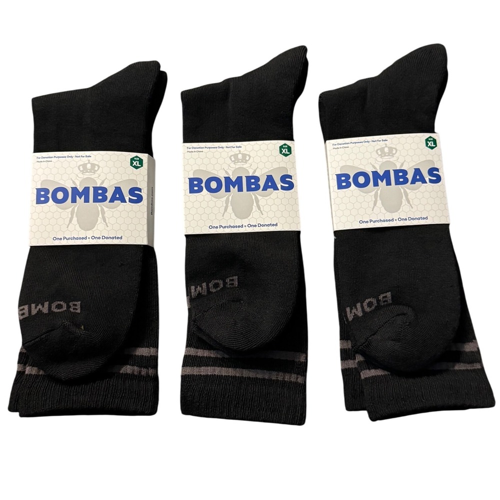 Bombas Men's Black XL Socks Crew‎ Performance Dress Socks 3 Pairs